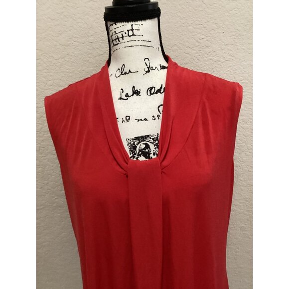 Dana Buchman Sleeveless Red Draped Neck Blouse Size L - Picture 3 of 6